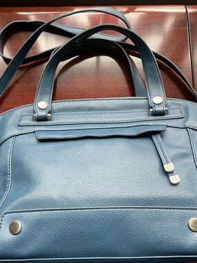 Relic Blue Satchel Tote Crossbody Bag Double Handle Structured Purse